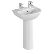 Vitra - S20 Wash Basin And Full Pedestal 550mm Wide 2 Tap Hole
