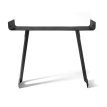 Console Tibet 110x35x85 Cm En Fer Peint Noir Design Minimal Courbé Perforé Mobilier D'Entrée Moderne Fabriqué En Italie Noir