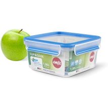 N1011300 Clip & Close Contenedor De Almacenamiento De Alimentos, Transparente/azul, 1.3 L - Emsa