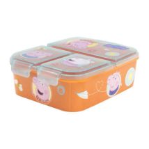 Peppa Pig - Brotdose Für Kinder Mit 3 Fächer Lunchbox In Orange Frühstücksbox