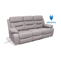 Hm-actually - Sofá Tres Plazas Relax Electrico Florencia Tapizado Textil Cemento, 215cm(ancho) 93cm(fondo) 105cm(alto)