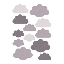 Wandsticker Wolken grau – 12 Sticker – Vinyl – Für glatte Flächen – Buokids