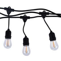 Catenaria Stringa Luminosa Da Esterno E27 – 10 Portalampada, 10 Metri, Collegabile Fino A 100m, Ip54