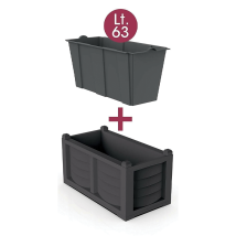 Bama – Kit de macetero efecto hierro forjado – 80 x 42,5 x 42 cm – Jardinera decorativa con tina interna