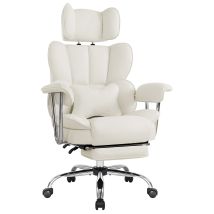 Iwmh Chaise De Bureau À Dossier Grand Avec Coussin Lombaire, Chaise De Direction Avec Repose-pieds Extensible Et Accoudoirs, Fauteuil Ergonomique Avec