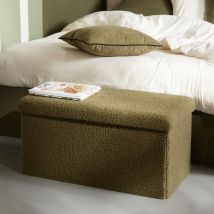 Banc Coffre Pliable Bouclette "teddy Matcha" La Factory - Teddy Matcha Kaki - Teddy Matcha Kaki -