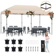 Faltpavillon 3 X 6 M Pop Up Pavillon Partyzelte Festzelt Gartenzelt Wasserdicht, Uv-schutz 50+ Für Camping / Garten / Hochzeit, Taupe - Sekey
