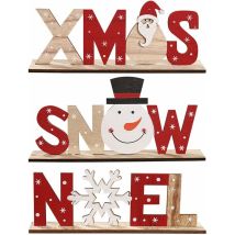 Cruel - Wooden Christmas Decoration, 3 Pcs Christmas Decoration, Christmas Snow Xmas Letter Plaque Christmas Table Decoration For Holiday Party Home 
