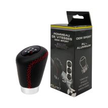 Pommeau Cuir Noir/ Rouge Bague Marche Ar + 3 Pastilles De Vitesses