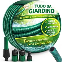 Tubo Da Giardino 15 M Ø14mm Per Irrigazione Max 6 Bar 3 Giunti E 1 Spruzzatore