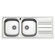 Einbauküchenspüle Mp1162dx Aus Stahl 116x50 Cm, Zwei Becken Und Abtropffläche Rechts