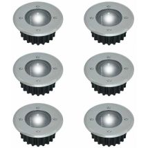 Set Di 6 Faretti Solari Led Da Incasso A Terra - Rotondi - Diametro: 85 Mm - Resistente All'esterno - Frontale In Acciaio Inox - 6 Lampade Solari - 