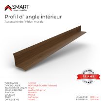 Bravo The Smart Solution - Profil D`angle Intérieur Tôle Bac Acier - Toiture - Couverture - Plaque H12 Coloris Walnut Printech L=1m