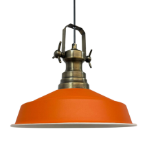Handbemalte Industrielle Hängeleuchte Aus Orange Metall – Vintage-kronleuchter E27 Ø41 Cm Für Wohnzimmer, Schlafzimmer Oder Esszimmer