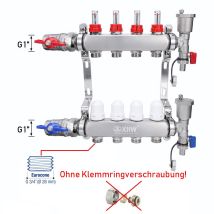 Xiiw - Heizkreisverteiler 4 Heizkreise Fußbodenheizung Hkv Mit Kugelhähne Flussmesser