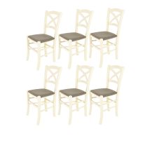Tommychairs - Set 6 Chaises Cross Pour Cuisine, Bar Et Salle À Manger, Robuste Structure En Bois De Hêtre Peindré En Couleur Aniline Blanche Et Assise