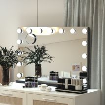 Puluomis - Hollywood Makeup Mirror, Light Vanity Mirror, Bathroom Mirror, With Led Dimmable Bulbs, Usb Charging Port, Touch Screen(15 Bulbs, 4845cm, 