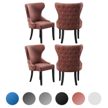 4er-set Mayfair Lux-esszimmerstühle Aus Samt Mit Holzbeinen – Esszimmerstuhl – Polsterstuhl – Moderner Esszimmerstuhl – Rosa