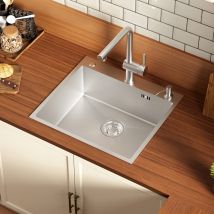 Lavello Da Cucina In Acciaio Inox 54 X 49 Cm, Lavello Da Incasso Per Mobili Da 60 Cm E Più Larghi, Lavello In Acciaio Inox Con Dispenser Di Sapone, 
