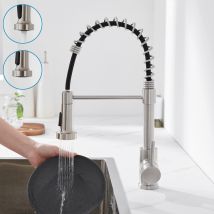 Grifo De Cocina Con 2 Funciones Ducha Extraíble Mezclador Monomando Para Fregadero 360° Giratorio Para Agua Fría Y Caliente En Acero Inoxidable