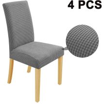 Devenirriche - 4 Pack Super Fit Stretch Removable Washable Short Dining Chair Cover Protective Seat Cover For Hotel, Dining Room, Ceremony, Wedding 