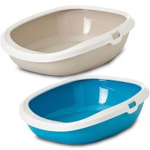 Savic – Vassoio per gatti Gizmo – Cassettiera con fori anti fuoriuscita – Dimensioni: 45x36 cm, 53x40 cm – Blu, Moka