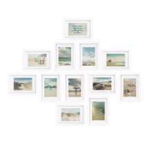 Set Di 12 Cornici Per Foto Ocean - Cornici Foto Collage - Collage Portafoto - Cornici In Legno - Portafoto E Portaimmagini 12x 13x18cm Bianco - Bomoe