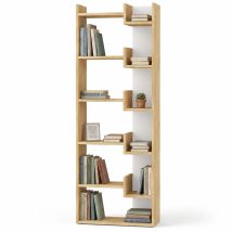Libreria A 6 Ripiani Quercia E Bianco Scaffalatura Verticale 60.5x22x162.5 Cm
