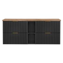 Ensemble Meuble Sous Vasque 140 Cm - Georgia Black - Livraison Gratuite