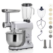 Robby - Multifunktionsroboter 5l 1000w Silber Mit Zerhacker Und Mixer 1,5l In Glas Robimix Silver