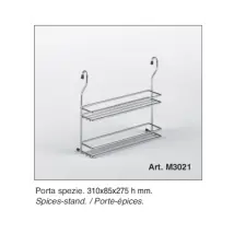 Cestello portatutto e portaspezie in filo d'acciaio cromato – 310mm x 85mm x 275mm – Cucina