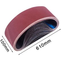Schleifbänder 100 X 610 Mm (15-teiliges Set), Gemischte Körnungen (je 3x Körnung 80/120/150/240/400) Für Bandschleiferv