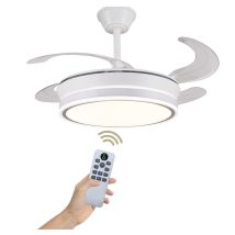 Ventilador De Techo Con Luz Led 72 W Regulable 3000k-6500k, 92 Cm Aspas Retráctiles, Motor Dc Silencioso, 6 Velocidades Y Mando