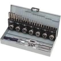 DRAKKAR – Gewindebohrer-Set 32 Teile HSS – M3 bis M12 – inkl. Schneideisen und Gewindelehren – Präzision und Haltbarkeit