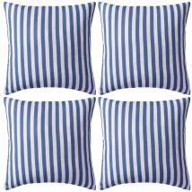 Happyshopping - Juego De 4 Cojines Para Decoración De Jardín Exterior Raya 45 X 45 Cm Azul Dec020107