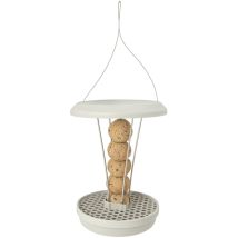 Vogel-Futtersilo – hellgrau – für Vögel – robuste Allwetterkonstruktion – hygienisches Design – bis zu 8 Meisenknödel