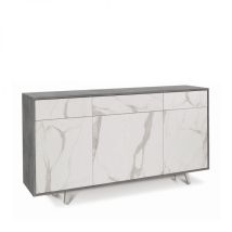 Sarmog - Buffet Avec Trois Portes Et Trois Tiroirs Cemento Marmo 164x41x H92 Cm