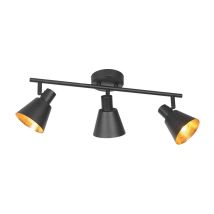Faretto Oeroe 3 luci E14 - Nero con dettagli dorati - Illuminazione d'atmosfera per cucina, soggiorno e camera da letto