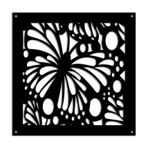 Butterfly - Pannello In Pvc Traforato - Parasole - Misura: 48x48 Cm - Colore: Nero