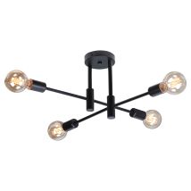 Stoex - Lámpara De Techo Moderna 4 Luces Lampara Techo De Metal Lamparas Techo Salon E27 Negro Plafones De Interior Para Pasillo Dormitorio Sala De 