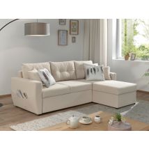 Bestmobilier - Astoria - Beidseitig Montierbar - Schlaffunktion Und Bettkasten - Zeitgenössischer Stil- 4 Sitze - Beige
