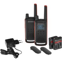 Motorola T82 Walkie-Talkie – Maximale Reichweite 10.000 m – 16 Kanäle – IPX2 Wetterfest – 500 mW Sendeleistung – 197 g