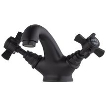 Eurosanit – Mélangeur lavabo rétro noir mat – Robinetterie mélangeur – Entraxe, Filetage plomberie, Poids, Finition métal