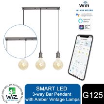 4lite - Wiz Connected 3-way Bar Pendant A+ Energy Class G125 Smart Led Bulbs,white