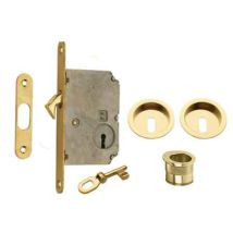 Kit Per Porte Scorrevoli Con Chiave E Nicchia Tonda E50 - Cromo Satinato