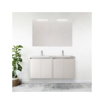 Caesaroo - Mueble De Baño Suspendido En Madera Blanca Brillo De 120 Cm Con Cuatro Puertas Y Lavabo Incorporado - Nova - Standard
