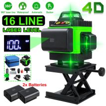 4d 360° 16 Líneas Automático Fasget Láser Nivel 2 Baterías Con Lcd Accesorios