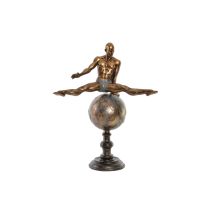 Harzfigur Gymnast in Gold – Deko-Objekt für Zuhause – 36 x 19 x 46 cm – Gealtertes Harz – Mehrfarbig