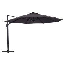 Torben Hängesonnenschirm Ø3,5m Mit Solarlampe Schwarz, Grau.