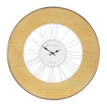 Womo-design - Xxl Reloj De Pared Alfheim Ø85cm Redondo De Madera-metal Estilo Vintage Blanco-naturaleza Decorativo Interior Diseño Retro Silencioso 